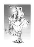 anthro biped boots border bottomwear butt butt_focus clothed clothing clothing_lift cowboy_boots female floppy_ears footwear gloves handwear heart_symbol looking_back panties rear_view scut_tail shoes short_tail skirt skirt_lift smile solo standing tail underwear white_border cammypuppy sega sonic_the_hedgehog_(series) vanilla_the_rabbit lagomorph leporid mammal rabbit hi_res monochrome
