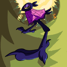 anthro black_body black_feathers cloak clothing detailed_background eyeshadow feathers feet female forest group makeup male perspective plant talons toes toony tree trio yellow_eyes unknown_artist puppy_guard crystal_(puppy_guard) russell_(puppy_guard) wick_(puppy_guard) avian bird canid canine canis corvid corvus_(genus) crow domestic_dog herding_dog mammal oscine passerine pastoral_dog sheepdog hi_res official_art nonbinary_(lore)