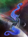 blue_body blue_feathers feathered_wings feathers female feral horn moon solo space spread_wings tail wings cosmicunicorn friendship_is_magic hasbro my_little_pony mythology princess_luna_(mlp) equid equine mammal mythological_creature mythological_equine winged_unicorn 2012