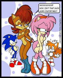 2_tails anthro big_breasts biped black_border black_nose blonde_hair blue_body blue_eyes blue_fur blue_quills blush bodily_fluids boots boots_only border breasts brown_body brown_fur cheek_tuft chest_tuft closed_smile clothing conjoined_eyes countershade_face countershade_torso countershading covering covering_crotch covering_self deviantart_username dialogue dipstick_tail duo_focus embarrassed eyelashes facial_tuft featureless_breasts featureless_crotch female female_anthro fingers flying_sweatdrops footwear footwear_only fur gloves green_eyes group hair hands_on_hips hands_on_own_hips handwear iris male male_anthro markings mostly_nude mostly_nude_anthro mostly_nude_female mostly_nude_male mouth_closed multi_tail pink_body pink_fur pupils quills_(anatomy) red_hair shoes short_tail simple_background small_nose smile speech_bubble sweat sweatdrop tail tail_markings text toony tuft white_clothing white_gloves white_handwear young chadthecartoonnut archie_comics sega sonic_the_hedgehog_(archie) sonic_the_hedgehog_(comics) sonic_the_hedgehog_(series) amy_rose miles_prower sally_acorn sonic_the_hedgehog canid canine chipmunk eulipotyphlan fox ground_squirrel hedgehog mammal rodent sciurid english_text url