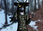 anthro antlers beak clothed clothing forest gloves hair handwear horn long_hair looking_at_viewer male military_uniform photo_background plant solo tree uniform yellow_sclera jurij_bajer bajer_(jurij_bajer) bingus artamid avian bird corvid cracticinae currawong deer domestic_cat eurasian_magpie felid feline felis holarctic_magpie hybrid magpie_(corvid) mammal oscine passerine absurd_res digital_media_(artwork) hi_res meme photography_(artwork)