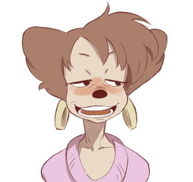anthro blush collarbone drunk ear_piercing ear_ring female mature_anthro mature_female open_mouth piercing ring_piercing simple_background solo substance_intoxication teeth white_background splooge disney goof_troop peg_pete canid canine canis humanoid mammal