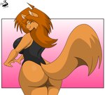 anthro butt clothing female hair one-piece_swimsuit solo swimwear chrisandcompany daryl_vecat domestic_cat felid feline felis mammal absurd_res hi_res