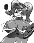 anthro blush breasts cloth female hyper smile solo devilturtle banjo-kazooie nintendo rareware tooty bear mammal hi_res monochrome