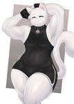 anthro athletic_wear bottomwear bulge clothing collar fingerless_gloves gloves gym_bottomwear gym_shorts handwear male myo_(pandunes) shirt shorts solo stretching tank_top topwear pandunes domestic_cat felid feline felis mammal hi_res