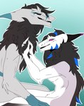 braided_hair braiding_hair breasts chest_tuft duo female hair hi_res king_chulapa male neck_tuft personal_grooming sergal side_boob smile styling_hair teeth tuft unknown_artist victoria_(sergal)