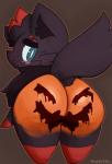 ambiguous_gender big_butt blush butt feral food fruit holidays looking_back o3o paint plant pumpkin pumpkin_butt raised_tail solo standing tail mintytea halloween nintendo pokemon canid canine generation_5_pokemon mammal pokemon_(species) zorua hi_res