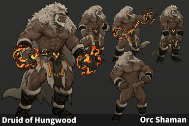 abs animal_skin balls bottomwear clothing elemental_manipulation fangs fire fire_manipulation genitals glowing glowing_eyes loincloth magic male nipples pecs penis scar teeth dopq druid_of_hungwood orc_shaman_(druid_of_hungwood) humanoid orc hi_res