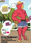 anthro big_pecs biped bottomwear clothing cutie_mark denim denim_bottomwear denim_clothing denim_shorts freckles male money muscular muscular_male offering_money pecs pubes_exposed shorts solo text undressing golden_carneiro friendship_is_magic hasbro my_little_pony big_macintosh_(mlp) equid equine horse mammal pony absurd_res english_text hi_res