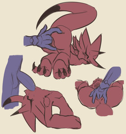 andromorph andromorph_penetrated anthro ass_up balls butt duo erection fellatio fingering genitals horn intersex intersex_penetrated male oral penetration penile penis penis_in_mouth sex vaginal vaginal_fingering vulva b00b00keys bandai_namco digimon betelgammamon digimon_(species) hi_res