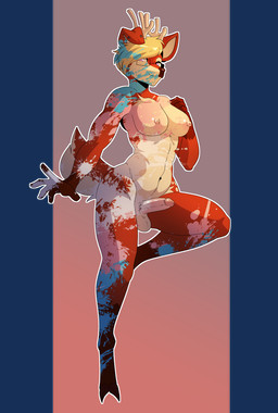 5_fingers anthro antlers biped breasts erection fingers genitals glans gynomorph hooves horn humanoid_genitalia humanoid_penis intersex lgbt_pride nipples penis pride_colors solo tail transgender_pride_colors munkeesgomu ellie_kupo deer mammal alpha_channel hi_res trans_(lore) trans_woman_(lore)