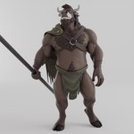 anthro brown_body brown_fur fur horn male muscular muscular_male nude solo tail buruthebull buru_(buruthebull) bovid bovine mammal 1:1 3d_(artwork) absurd_res digital_media_(artwork) hi_res