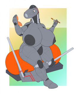 aircraft airplane anthro areola big_areola big_breasts big_nipples breasts brush cockpit curvy_figure female fin grey_body holding_object huge_breasts jet jet_engine leg_wings machine metallic_body nipples not_furry nude nude_anthro nude_female paintbrush simple_background sitting solo thick_thighs unusual_wing_placement vehicle voluptuous wide_hips wings ndragon3 aeromorph living_aircraft living_machine living_vehicle robot digital_media_(artwork) hi_res