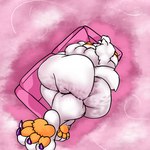 anthro big_butt butt butt_ripples cellulite fur furniture huge_butt hyper hyper_butt lying male morbidly_obese morbidly_obese_anthro morbidly_obese_male nipples obese obese_anthro obese_male overweight overweight_anthro overweight_male pawpads pink_sofa simple_background sleeping sofa solo text white_body yellow_nipples yellow_pawpads fujiyama_samoyed fujiyama_kenhaku canid canine canis domestic_dog mammal nordic_sled_dog samoyed spitz 1:1 cel_shading digital_media_(artwork) shaded soft_shading