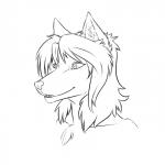 anthro chest_tuft fangs female fur grin hair nude open_mouth short_hair simple_background smile solo teeth tuft white_background raphial sierra_blakely canid canine canis mammal wolf 1:1 2013 bust_portrait digital_media_(artwork) hi_res line_art monochrome portrait