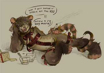 anthro belly_nipples cigarette container countershade_torso countershading cup dialogue ear_piercing facial_piercing female glass glass_container glass_cup gloves_(marking) hair hair_over_eyes hand_on_hip leg_markings markings mastectomy_scar mullet nose_piercing piercing scar septum_piercing socks_(marking) solo striped_markings striped_tail stripes tail tail_markings tongue tongue_out wrapped_up mourph bren_(mourph) american_opossum mammal marsupial hi_res andromorph_(lore)