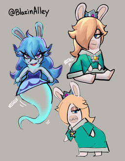 anthro clothing dress duo female hair long_hair blazinahegao mario_bros mario_plus_rabbids_sparks_of_hope nintendo raving_rabbids rayman_(series) ubisoft midnite_(mario_plus_rabbids) rabbid_rosalina ghost lagomorph leporid mammal rabbid rabbit spirit absurd_res hi_res