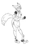 6_breasts anthro breasts clothed clothing female multi_breast open_mouth partially_clothed solo standing torn_clothing transformation jitenshasw atlus megami_tensei megami_tensei_persona sega kotone_shiomi canid canine fox mammal 2014 hi_res monochrome