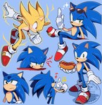 5_fingers annoyed anthro clothing eyewear eyewear_on_head fingers food footwear gloves green_eyes handwear hot_dog male multiple_poses pose red_eyes simple_background smile smiling_at_viewer solo sunglasses sunglasses_on_head shio_(zsp1jqohfr12495) sega sonic_the_hedgehog_(series) sonic_the_hedgehog super_sonic eulipotyphlan hedgehog mammal hi_res signature