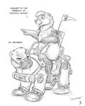 ambiguous_gender anthro clothing dialogue duo feral footwear footwear_only fur hair mostly_nude mount muzzle_(object) rider riding saddle shoes shoes_only text flinters dax_(dax1) otterplop bear mammal mustelid otter 4:5 english_text greyscale hi_res monochrome