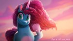 16:9 2023 blue_body blue_fur bracelet curled_hair equid equine female fur green_eyes hair hasbro hi_res horn jewelry leg_markings light262 looking_at_viewer mammal markings misty_brightdawn_(mlp) mlp_g5 my_little_pony mythological_creature mythological_equine mythology pink_body pink_fur portrait purple_hair smile socks_(marking) solo unicorn widescreen