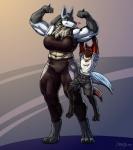 anthro camel_toe clothed clothing duo female flexing heart_symbol height_theme larger_female male muscular muscular_female size_difference smaller_male smile standing tight_clothing greasymojo nintendo pokemon luci_(lucarilover240) ujaya generation_4_pokemon lucario pokemon_(species) 2019 absurd_res hi_res