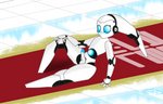 balls blue_eyes erection genitals glowing glowing_belly glowing_eyes machine male not_furry penis pose red_carpet solo thick_thighs yunaka disney fireball_(disney) drossel_von_flugel_(fireball) android humanoid robot robot_humanoid absurd_res hi_res