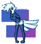 anthro beak blue_body blue_clothing blue_eyes blue_feathers clothing feathers female hoodie legwear solo thigh_highs topwear ara_squawks tyra_(ara_squawks) avian bird owl absurd_res hi_res