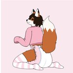 anthro clothed clothing crossdressing diaper femboy male sissy-boy solo wearing_diaper unknown_artist 1:1