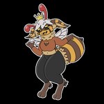 antennae_(anatomy) anthro big_breasts biped black_clothing black_sclera black_tail breasts brown_body brown_clothing brown_ears brown_fur brown_tail cleavage clothed clothing crown ear_markings eyelashes female fur fur_markings hair headgear insect_wings markings multicolored_body multicolored_ears multicolored_fur paws red_antennae solo spikes spikes_(anatomy) stinger striped_arthropod_abdomen striped_markings striped_tail stripes tail tail_markings tan_body tan_ears tan_fur thick_thighs tongue topwear two_tone_body two_tone_ears two_tone_fur two_tone_tail white_eyes white_hair wings yellow_clothing yellow_ears yellow_tail yellow_tongue bump_attack pokimitsu_(akittu) arthropod bee hobkin hybrid hymenopteran insect 1:1 2023 alpha_channel