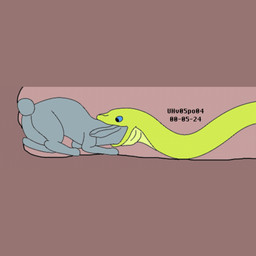 blue_eyes duo feral feral_pred feral_prey forced fur green_body grey_body grey_fur head_first head_in_mouth male male/male oral_vore scut_tail short_tail tail tunnel unwilling_prey vore willing_pred urbanhermit lagomorph leporid mammal rabbit reptile scalie snake 1:1 2000 colored dated