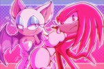 anthro breasts cleavage clothed clothing duo eyeshadow female fur gloves half-closed_eyes handwear heart_symbol looking_at_viewer makeup male membrane_(anatomy) membranous_wings narrowed_eyes red_body white_body white_fur wings just_icy sega sonic_the_hedgehog_(series) knuckles_the_echidna rouge_the_bat bat echidna mammal monotreme hi_res signature