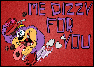 4_fingers anthro black_border black_nose blue_eyes border box_of_chocolates candy cartoon_physics chocolate clothing dessert fingers food fur hat headgear headwear heterochromia holding_candy holding_chocolate holding_food holding_object holidays male on_model open_mouth pink_eyes pink_tongue propeller_hat purple_body purple_fur purple_text red_background simple_background solo text tongue tongue_out tornado valentine's_day_card yellow_clothing yellow_hat yellow_headwear mightyfilm tiny_toon_adventures valentine's_day warner_brothers dizzy_devil dasyurid dasyuromorph mammal marsupial tasmanian_devil 2014 english_description english_text hi_res