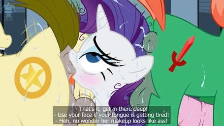 ahegao anal anal_request anus balls between_butts blue_eyes blush bodily_fluids butt canon_x_oc cutie_mark degradation dialogue dock_(anatomy) equine_anus eye_roll eyebrows female female_rimming_male feral feral_on_feral genitals green_body group hair horn looking_pleasured male male/female male_penetrated male_rimmed messy_hair mmf nose_to_anus on_model oral oral_request penetration penis perineum presenting presenting_anus puffy_anus purple_hair raised_tail requesting rimming rimming_request sex sex_request smile submissive submissive_female sweat sweaty_anus sweaty_balls sweaty_butt sweaty_genitalia sweaty_penis tail tan_body text trio white_body blargsnarf friendship_is_magic hasbro my_little_pony mythology deputy_star_(oc) rarity_(mlp) ruby_sword_(oc) earth_pony equid equine horse mammal mythological_creature mythological_equine pony unicorn 16:9 2018 digital_media_(artwork) english_text hi_res widescreen
