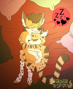 4_missing_limbs amputee anthro balls bed blush brown_body brown_fur disability duo fur furniture genitals male male/male missing_arm missing_leg nude on_bed orange_body orange_fur penis pillow quadruple_amputee sleeping stump_scar white_body white_fur nsfw-jojo ash_mendoza_(7foxfire) colt_tjernbekk_(7foxfire) canid canine felid feline fox mammal serval hi_res