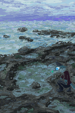anthro blue_sky clothed clothing detailed_background male outside rock sea sky smile solo tide_pool water demensa emil_(demensa) canid canine canis coyote domestic_dog mammal 2025 2:3 hi_res