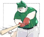 anthro ball baseball_(ball) baseball_(sport) baseball_bat baseball_cap baseball_uniform bat_(object) bottomwear clothing gloves handwear hat headgear headwear kemono male overweight overweight_male pants shirt simple_background solo sport sportswear topwear uniform inunoshippo canid canine canis domestic_dog mammal 2024 hi_res