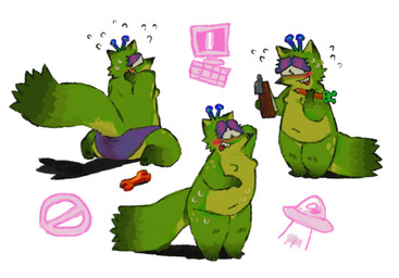 antennae_(anatomy) anthro big_tail blue_antennae blush blush_lines bodily_fluids breasts cheek_tuft clipboard clothed clothing computer countershading electronics eraser facial_tuft featureless_breasts female fur green_body green_fur green_pawpads holding_clipboard holding_object holding_pencil huge_tail kneeling multiple_poses no_sign nude nude_anthro nude_female open_mouth open_smile overweight overweight_anthro overweight_female pawpads pencil_(object) pose purple_eyelids rear_view sharp_teeth small_breasts smile solo spots standing sweat sweat_emanata tail teeth thick_thighs tools tuft ufo underwear underwear_only wrench yellow_body yellow_countershading yellow_fur yellow_inner_ear yellow_spots snunkies fox_alien_(snunkies) unnamed_character alien canid canine fox hybrid mammal 2024