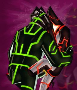 1_eye andromorph andromorph/male begging black_body blush bodily_fluids circuit_markings countershading duo genital_fluids genitals green_markings heart_symbol intersex intersex/male intraspecies male markings moan not_furry overweight penetration penile penile_penetration penis penis_in_vagina red_markings reflection simple_background tail text vaginal vaginal_penetration vulva white_body white_countershading lumen_fox ben_10 cartoon_network aether_(strawberryoverlord) fan_character malware_(ben_10) alien galvanic_mechamorph absurd_res english_text hi_res