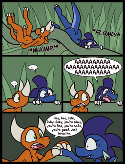 2_horns anthro blue_body blue_scales bodily_fluids butt claws clenched_teeth cute_fangs dialogue duo ellipsis erection fangs female finger_claws genitals glans grass green_eyes green_pupils hair hand_holding horn humanoid_genitalia humanoid_penis male micro nude onomatopoeia open_mouth orange_body orange_penis orange_scales outside panicking penis pink_glans plant pupils purple_eyes purple_hair reassuring scales sharp_teeth slightly_chubby slightly_chubby_anthro slightly_chubby_male sound_effects speech_bubble sweat teeth text vines white_claws white_horn yelling ultilix european_mythology mythology ruby_(ultilix) to-be-named-later demon dragon mythological_creature mythological_scalie scalie western_dragon 2025 comic english_text hi_res