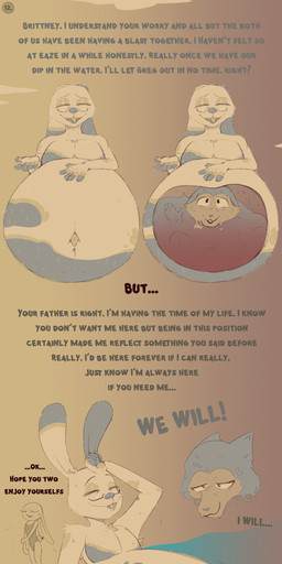 5_fingers age_difference anthro beach belly big_belly bikini bikini_top boyfriend/girlfriend clothing cloud digestion ears_down ellipsis exclamation_point female fingers fur grey_body grey_fur group hand_on_own_belly internal looking_at_viewer male male/female male/male navel nervous_look oral_vore pivoted_ears slime smile smiling_at_viewer swimwear talking_to_another tan_body tan_fur text thick_thighs trio two-piece_swimsuit vore willing_pred willing_prey afraart ben-bun_(afraart) brittney_(afraart) greg_(afraart) canid canine canis lagomorph leporid mammal rabbit wolf absurd_res comic english_text hi_res daughter_(lore) father_(lore) father_and_child_(lore) father_and_daughter_(lore) parent_(lore) parent_and_child_(lore) parent_and_daughter_(lore)