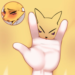 2_finger_fingering 5_fingers ambiguous_gender anthro black_sclera blue_pupils blush bodily_fluids clitoris female female/ambiguous fingering fingering_partner fingers fur genitals half-closed_eyes looking_pleasured narrowed_eyes neck_tuft open_mouth pupils purple_blush sex sweat tongue tuft vaginal vaginal_fingering vulva wwuuyso yellow_body yellow_fur bandai_namco digimon pussy-cat_(meme) digimon_(species) renamon 1:1 hi_res