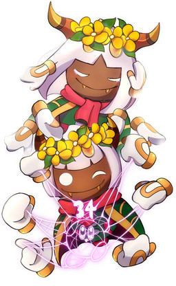 2_horns 4_eyes 6_hands armless arthropod_webbing blush brown_body brown_skin closed_smile clothing cute_fangs duo empty_eyes eyes_closed fangs female floating_hands flower flower_crown front_view gloves hair handwear horn legless looking_at_viewer male mouth_closed multi_eye multi_hand one_eye_closed orange_eyes orange_horn plant scarf simple_background smile teeth unusual_anatomy unusual_eye_placement white_background white_eyes white_hair wink winking_at_viewer yellow_fangs ghostx7kz kirby's_anniversary kirby:_triple_deluxe kirby_(series) nintendo kirby queen_sectonia_(original_form) taranza arachnid arthropod humanoid spider spidr 2026 digital_drawing_(artwork) digital_media_(artwork) hi_res japanese_description