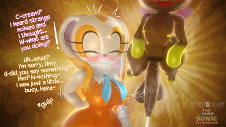 anthro balls big_balls big_penis blush bodily_fluids breasts caught_in_the_act cum dialogue drooling duo ejaculation eyes_closed faceless_character female genital_fluids genitals hand_behind_back huge_balls huge_penis male motion_lines nervous nervous_smile offscreen_character penis pubes saggy_balls saliva saliva_on_penis saliva_string small_breasts small_but_hung sweat sweatdrop text throbbing throbbing_balls throbbing_penis uneven_balls highv0ltage sega sonic_the_hedgehog_(series) amy_rose chocola_the_chao cream_the_rabbit chao_(sonic) humanoid lagomorph leporid mammal rabbit 16:9 3d_(artwork) digital_media_(artwork) english_text hi_res widescreen