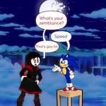 anthro blue_body blue_fur broken_moon chair clothed clothing dialogue duo female footwear fur furniture gloves green_eyes hair handwear male moon open_mouth smile speech_bubble tail text weapon mishellyuser rooster_teeth rwby sega sonic_the_hedgehog_(ova) sonic_the_hedgehog_(series) ruby_rose sonic_the_hedgehog animal_humanoid eulipotyphlan eulipotyphlan_humanoid hedgehog hedgehog_humanoid human humanoid mammal mammal_humanoid 1:1 2023 colored crossover digital_drawing_(artwork) digital_media_(artwork) english_text