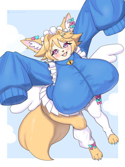 anthro biped blush breasts claws clothed clothed_anthro clothed_female clothing feet female front_view fur hair looking_at_viewer simple_background smile solo tail toes tongue coel_(artist) canid canine fox mammal 2026 3:4 absurd_res digital_drawing_(artwork) digital_media_(artwork) hi_res