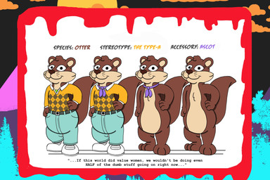 1980s_theme accessory_only anthro ascot belt big_feet black_coded blood bodily_fluids bottomwear bright_colors cheek_tuft chest_tuft clothing collared_shirt denim denim_bottomwear denim_clothing diamond_pattern facial_tuft feet female feminism footwear hand_on_hip head_tuft horror_(theme) humor jeans no_genitals nude orange_clothing orange_shirt orange_topwear pants pear-shaped_figure quote round_ears shirt shoes smile solo text topwear tuft undershirt whiskers white_clothing white_footwear white_shoes wide_hips alystairphantem black_lives_matter the_party_animals emma_rivers_(the_party_animals) mammal mustelid otter 3:2 absurd_res english_text hi_res model_sheet