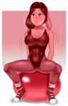 2019 80's_theme absurd_res accessory aerobics anthro athletic_wear ball big_breasts biped blush bodily_fluids breasts buffbumblebee camel_toe cleavage clothed clothing digital_drawing_(artwork) digital_media_(artwork) exercise exercise_ball exercise_clothing eyebrows eyelashes female fitness footwear front_view frown fur genitals hair hair_accessory hand_behind_back headband hi_res lagomorph leg_warmers legwear leotard leporid mammal navel nipple_outline nipples open_mouth pink_body pink_fur pussy rabbit red_clothing red_footwear red_legwear red_leotard red_shoes red_sneakers red_tights ruby_(buffbumblebee) shoes simple_background sitting sitting_on_ball skimpy sneakers solo sweat sweatband thick_thighs tight_clothing tights