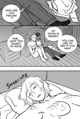 breasts clothed clothing dialogue duo female hair male male/female nipples not_furry nude scales sleeping snoring speech_bubble text starfleetrambo siren_and_scientist edward_(starfleetrambo) oskar_(starfleetrambo) animal_humanoid human humanoid mammal marine marine_humanoid oarfish_humanoid siren comic digital_media_(artwork) english_text hi_res monochrome sketch trans_(lore) trans_man_(lore)