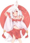 armwear blush bottomwear camisole clothing detached_sleeves female hair red_eyes skirt solo white_hair minato_yuu animal_humanoid canid canid_humanoid canine canine_humanoid fox_humanoid humanoid mammal mammal_humanoid 2018 absurd_res hi_res